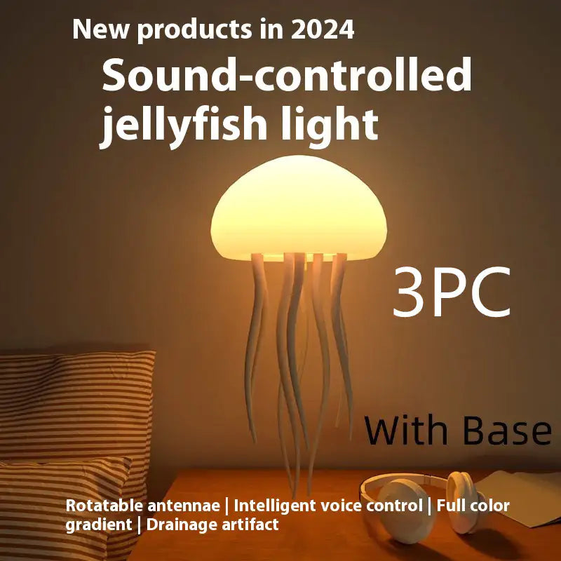 LED Jellyfish Mood Lamp – Smart, Portable Night Light for Bedside or Desk