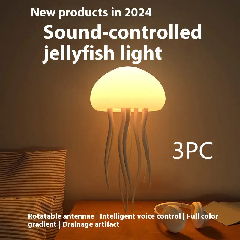 LED Jellyfish Mood Lamp – Smart, Portable Night Light for Bedside or Desk
