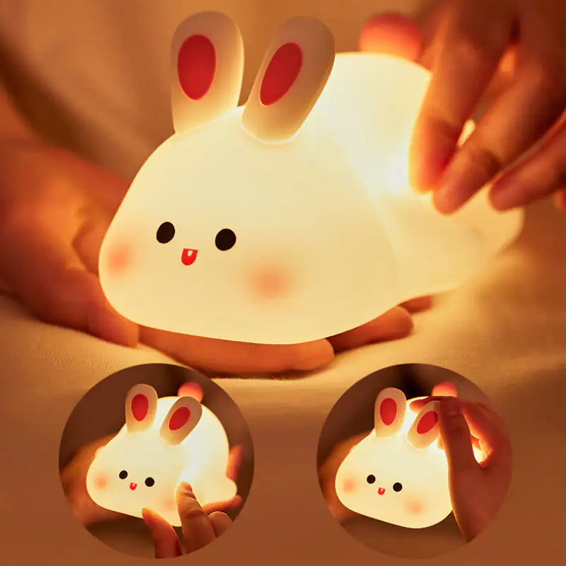 Cute Bunny LED Night Light – Touch Sensor Silicone Lamp for Kids & Home Decor