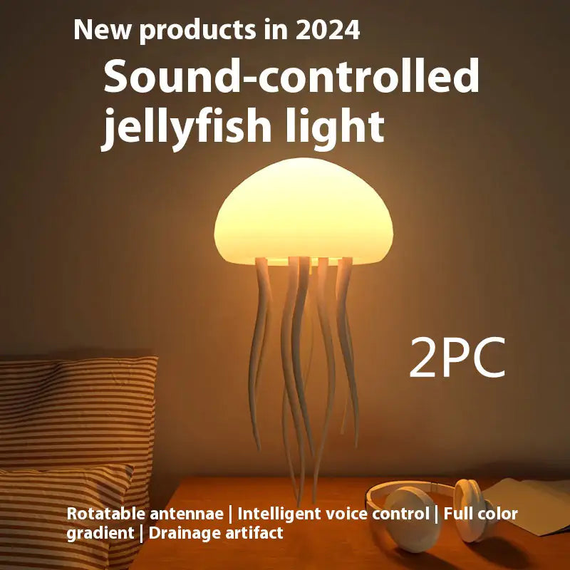 LED Jellyfish Mood Lamp – Smart, Portable Night Light for Bedside or Desk