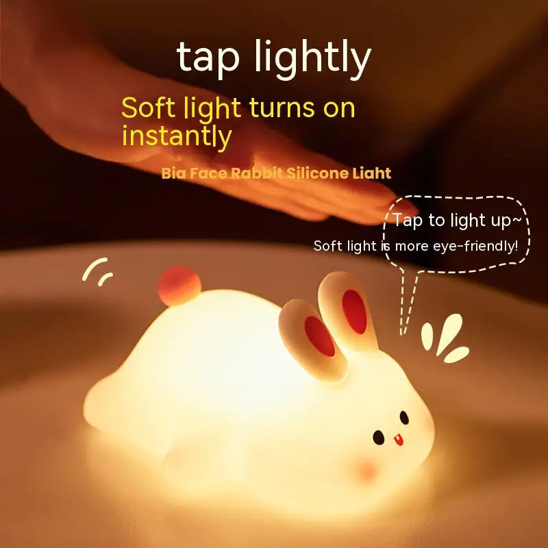 Cute Bunny LED Night Light – Touch Sensor Silicone Lamp for Kids & Home Decor