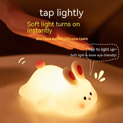 Cute Bunny LED Night Light – Touch Sensor Silicone Lamp for Kids & Home Decor