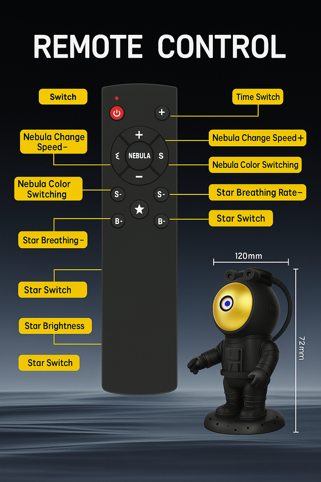 Astronaut Galaxy Star Projector – LED Night Light with Remote & Timer