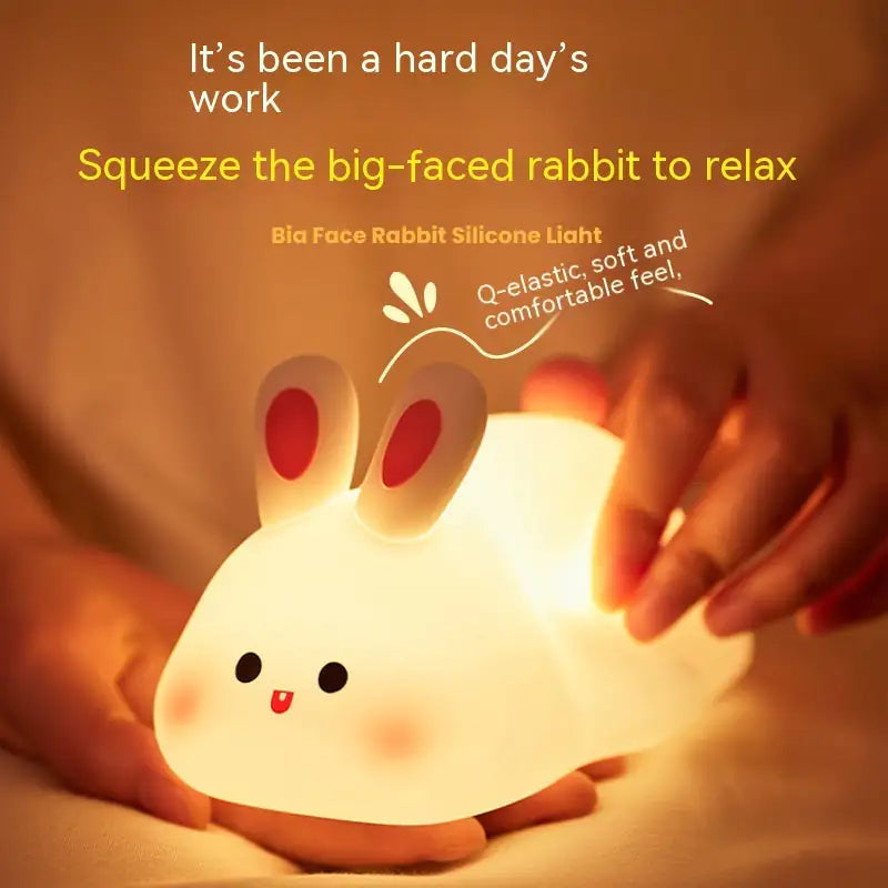 Cute Bunny LED Night Light – Touch Sensor Silicone Lamp for Kids & Home Decor